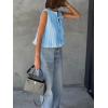 image:imageCicy Bell Womens Bow Front Tie Tank Tops Pleated Babydoll Top Sleeveless Cute Coquette Shirt Summer OutfitsLight Blue