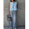 image:imageCicy Bell Womens Bow Front Tie Tank Tops Pleated Babydoll Top Sleeveless Cute Coquette Shirt Summer OutfitsLight Blue