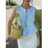 image:imageCicy Bell Womens Bow Front Tie Tank Tops Pleated Babydoll Top Sleeveless Cute Coquette Shirt Summer OutfitsLight Blue