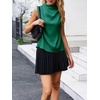 image:imageCicy Bell Womens Mock Neck Satin Tank Tops Business Casual Work Ruched Blouses Summer Corporate OutfitsDark Green