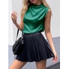 image:imageCicy Bell Womens Mock Neck Satin Tank Tops Business Casual Work Ruched Blouses Summer Corporate OutfitsDark Green
