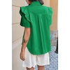 image:imageCicy Bell Womens Babydoll Button Down Shirts Summer Ruffle Puff Sleeve Pleated Tops Loose Fit Cotton Collared Curvy Hem TeesGreen