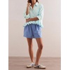 image:imageCicy Bell Womens Cropped Striped Button Down Shirts Ruffle 34 Length Sleeve Summer Tops Dressy Casual BlousesCheckered Light Blue
