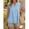 image:imageCicy Bell Womens Summer Eyelet Tank Tops V Neck Ruffle Sleeveless Button Down Shirts Casual Cotton Loose Fit TeesSky Blue