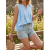 image:imageCicy Bell Womens Summer Eyelet Tank Tops V Neck Ruffle Sleeveless Button Down Shirts Casual Cotton Loose Fit TeesSky Blue