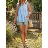 image:imageCicy Bell Womens Summer Eyelet Tank Tops V Neck Ruffle Sleeveless Button Down Shirts Casual Cotton Loose Fit TeesSky Blue