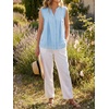 image:imageCicy Bell Womens Summer Eyelet Tank Tops V Neck Ruffle Sleeveless Button Down Shirts Casual Cotton Loose Fit TeesSky Blue