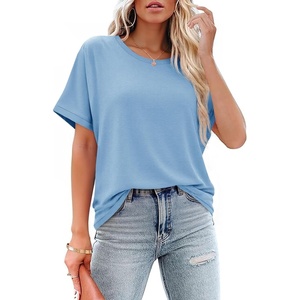 image:imageCicy Bell Womens Oversized Short Sleeve Tshirts Summer Casual Round Neck Tops Loose Fit Boxy Basic Tee ShirtsSky Blue