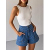 image:imageCicy Bell Womens Baggy High Waisted Jean Shorts Summer Wide Leg Cargo Jorts with Flap PocketsBlue
