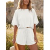 image:imageCicy Bell Womens Summer 2 Piece Short Sets Puff Sleeve Cropped Tops and Shorts Casual Loose Outfits Comfy Lounge SetsWhite