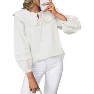 image:imageCicy Bell Womens Peter Pan Collar Shirts Long Puff Sleeve Cotton Blouses Trendy Casual Loose Fit TopsWhite