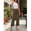 image:imageCicy Bell Womens Cropped High Waisted Jeans Baggy Wide Leg Stretchy Capris Ruffle Flare Denim Pants with PocketsLeopard