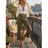 image:imageCicy Bell Womens Cropped High Waisted Jeans Baggy Wide Leg Stretchy Capris Ruffle Flare Denim Pants with PocketsLeopard