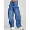 image:imageCicy Bell Womens Baggy Barrel Jeans Boyfriend Wide Leg Mid Rise Balloon Denim Ankle PantsBlue