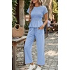 image:imageCicy Bell Womens 2 Piece Outfits Smocked Short Sleeve Tops Wide Leg Elastic Waist Pants Casual Boho Lounge Matching SetsSky Blue