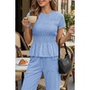image:imageCicy Bell Womens 2 Piece Outfits Smocked Short Sleeve Tops Wide Leg Elastic Waist Pants Casual Boho Lounge Matching SetsSky Blue