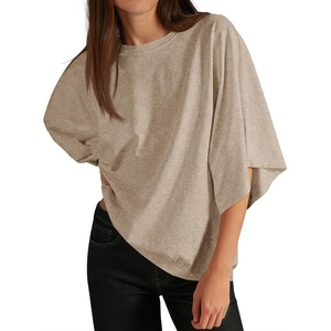 image:imageCicy Bell Womens Oversized Half Sleeve TShirts Summer Casual Crew Neck Tshirt Loose Fit Side Slit Tee TopsKhaki