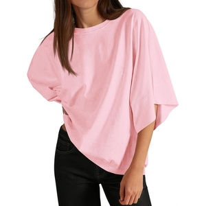image:imageCicy Bell Womens Oversized Half Sleeve TShirts Summer Casual Crew Neck Tshirt Loose Fit Side Slit Tee TopsPink