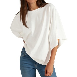 image:imageCicy Bell Womens Oversized Half Sleeve TShirts Summer Casual Crew Neck Tshirt Loose Fit Side Slit Tee TopsWhite