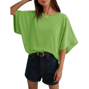 image:imageCicy Bell Womens Oversized T Shirts Batwing Half Sleeve Summer Casual Crewneck Cropped Tops Loose Fit Basic TeesGreen