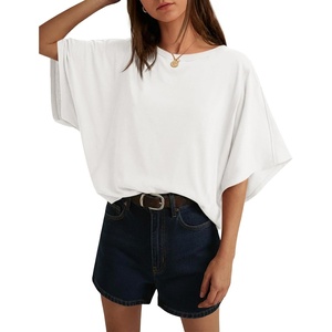 image:imageCicy Bell Womens Oversized T Shirts Batwing Half Sleeve Summer Casual Crewneck Cropped Tops Loose Fit Basic TeesWhite