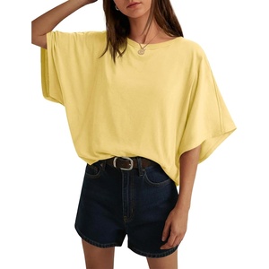 image:imageCicy Bell Womens Oversized T Shirts Batwing Half Sleeve Summer Casual Crewneck Cropped Tops Loose Fit Basic TeesYellow