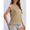 image:imageCicy Bell Womens Cap Sleeve Tops Summer Casual Cotton T Shirts Basic Tees  Crew Neck Tank Tops Loose fit Plain T Shirt Solid Trendy Cute ChicKhaki