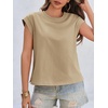 image:imageCicy Bell Womens Cap Sleeve Tops Summer Casual Cotton T Shirts Basic Tees  Crew Neck Tank Tops Loose fit Plain T Shirt Solid Trendy Cute ChicKhaki