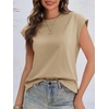 image:imageCicy Bell Womens Cap Sleeve Tops Summer Casual Cotton T Shirts Basic Tees  Crew Neck Tank Tops Loose fit Plain T Shirt Solid Trendy Cute ChicKhaki