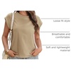 image:imageCicy Bell Womens Cap Sleeve Tops Summer Casual Cotton T Shirts Basic Tees  Crew Neck Tank Tops Loose fit Plain T Shirt Solid Trendy Cute ChicKhaki