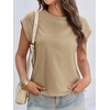 image:imageCicy Bell Womens Cap Sleeve Tops Summer Casual Cotton T Shirts Basic Tees  Crew Neck Tank Tops Loose fit Plain T Shirt Solid Trendy Cute ChicKhaki