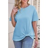 image:imageCicy Bell Womens Summer Casual TShirts Loose Fit Twist Front Basic Tees  Short Sleeve Crew Neck Drop Shoulder Dressy Trendy CuteSky Blue