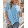 image:imageCicy Bell Womens Summer Casual TShirts Loose Fit Twist Front Basic Tees  Short Sleeve Crew Neck Drop Shoulder Dressy Trendy CuteSky Blue