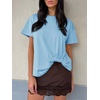 image:imageCicy Bell Womens Summer Casual TShirts Loose Fit Twist Front Basic Tees  Short Sleeve Crew Neck Drop Shoulder Dressy Trendy CuteSky Blue
