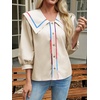 image:imageCicy Bell Womens Floral Button Down Shirts Casual 34 Sleeve Blouses  Square NeckLantern Sleeve Printed TopsLoose FitSoft Polyester BlendLightweightDressy CasualSpring FallTrendyBeige