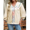 image:imageCicy Bell Womens Floral Button Down Shirts Casual 34 Sleeve Blouses  Square NeckLantern Sleeve Printed TopsLoose FitSoft Polyester BlendLightweightDressy CasualSpring FallTrendyBeige