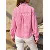 image:imageCicy Bell Womens Plaid Shirts Ruffle Puff Long Sleeve V Neck Gingham Tops  Trendy Casual Button Down Work Casual Checkered Blouses Loose FitPink
