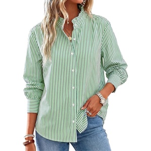 image:imageCicy Bell Womens Oversized Button Down Shirts Long Sleeve Ruffle Collar Top  Casual Dressy Side Split Work Blouse Loose Fit Pleated Shoulder SeamsArmy Green