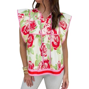 image:imageCicy Bell Womens Peplum Floral Blouses Babydoll Ruffle Cap Sleeve Boho Tops  Flutter Short Sleeve TopV NeckDressy Casual Summer Flowy ShirtsVersatile for Daily VocationLight Pink