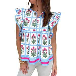 image:imageCicy Bell Womens Peplum Floral Blouses Babydoll Ruffle Cap Sleeve Boho Tops  Flutter Short Sleeve TopV NeckDressy Casual Summer Flowy ShirtsVersatile for Daily VocationPink