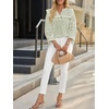 image:imageCicy Bell Womens Striped Babydoll Shirts Ruffle V Neck Long Sleeve TopsArmy Green