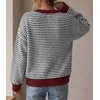 image:imageCicy Bell Womens Striped Sweater Loose Fit Color Block Knit Pullover TopsBlack