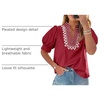 image:imageCicy Bell Womens Puff Short Sleeve Blouses Dressy Embroidered Boutique TopsBurgundy