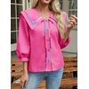image:imageCicy Bell Womens Floral Button Down Shirts Casual 34 Sleeve BlousesBarbie Pink