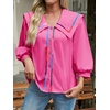image:imageCicy Bell Womens Floral Button Down Shirts Casual 34 Sleeve BlousesBarbie Pink