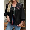 image:imageCicy Bell Womens Floral Button Down Shirts Casual 34 Sleeve BlousesBlack