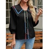 image:imageCicy Bell Womens Floral Button Down Shirts Casual 34 Sleeve BlousesBlack