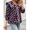 image:imageCicy Bell Womens Floral Button Down Shirts Casual 34 Sleeve BlousesBlack Print