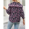 image:imageCicy Bell Womens Floral Button Down Shirts Casual 34 Sleeve BlousesBlack Print