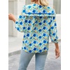image:imageCicy Bell Womens Floral Button Down Shirts Casual 34 Sleeve BlousesBlue
